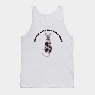 Coffee cats and yoga mats funny yoga and cat drawing Tank Top